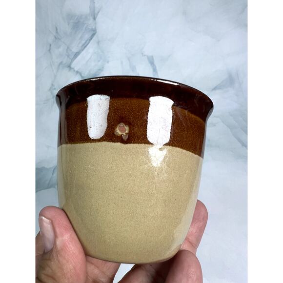 Set of 8 MCM Tricolor Ceramic Pudding Bowls – Mid-Century Modern Brown & Tan - Picture 4 of 7